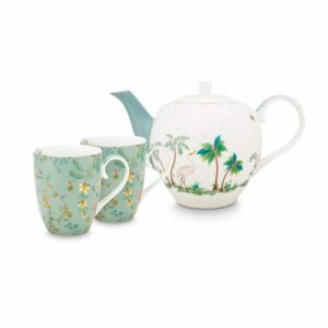 Set mugs et théière en porcelaine